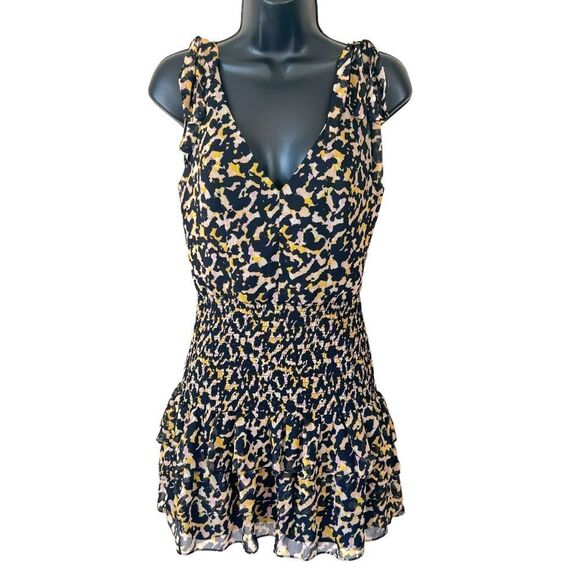 Amanda Uprichard Zita Leopard Ruffle Mini Dress - Picture 1 of 16